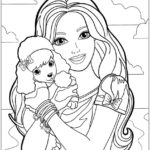 Barbie com seu cachorrinho fofo para colorir imprimir PDF