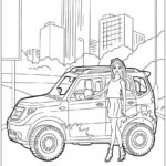 Barbie com seu carro desenho para colorir imprimir PDF