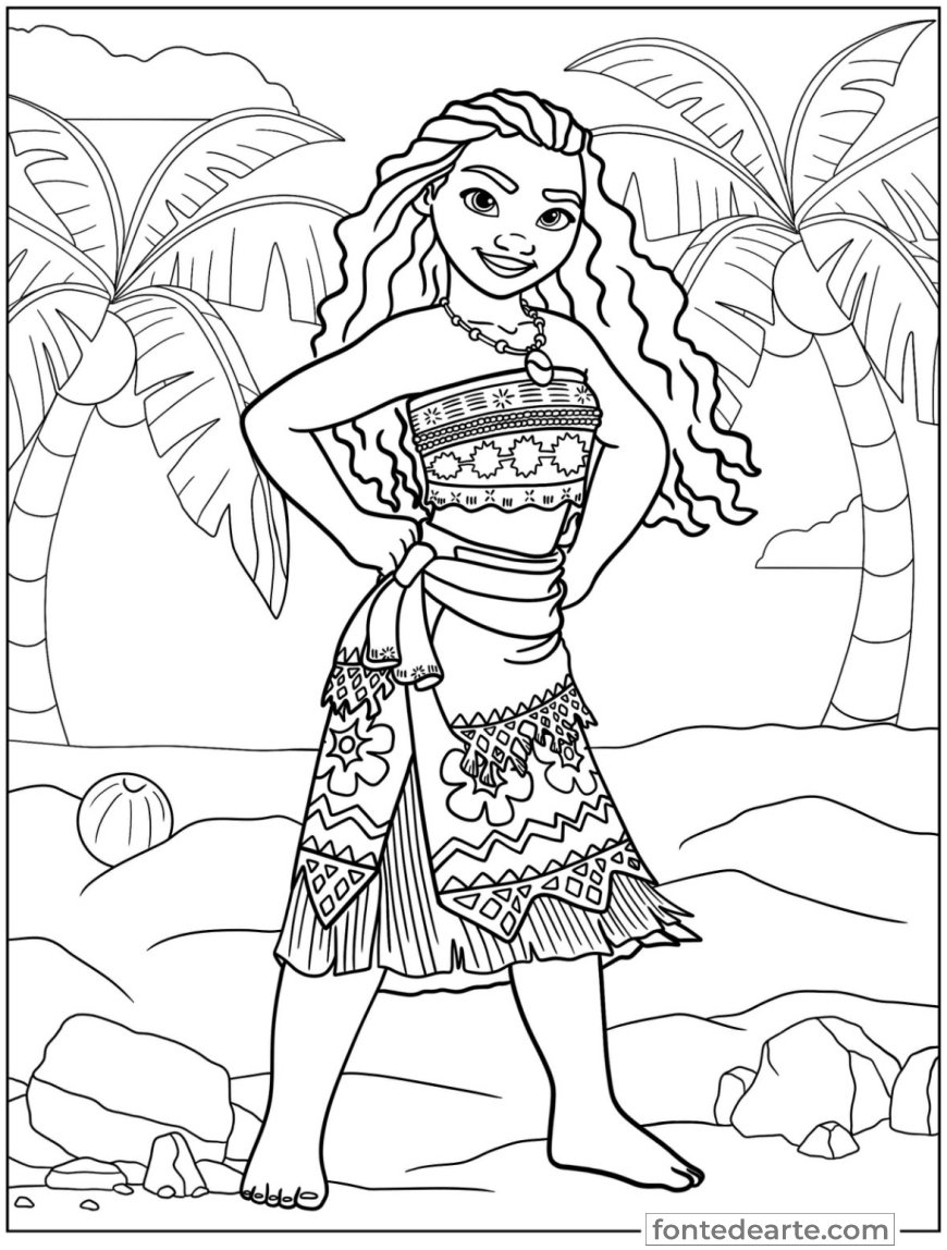 Moana Princesas Disney para colorir e pintar imprimir PDF