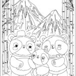 Pandas animais fofinhos para colorir e pintar imprimir PDF