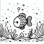 Peixinho fofinho para colorir e pintar imprimir PDF