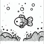 Peixinho fofinho para colorir e pintar imprimir PDF