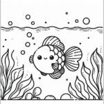 Peixinho fofinho para colorir e pintar imprimir PDF