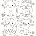 Gatinhos desenhos Kawaii fofinhos para colorir imprimir PDF