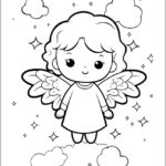 Anjo desenho de Natal para colorir PDF