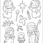 Anjos desenhos de Natal para colorir PDF