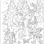 Papai Noel, rena e gnomos desenhos de Natal para colorir PDF