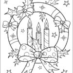 Velas de Natal com laço - desenho de Natal para colorir PDF