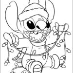 Desenho do Stitch de Natal Para Colorir e Pintar Imprimir PDF