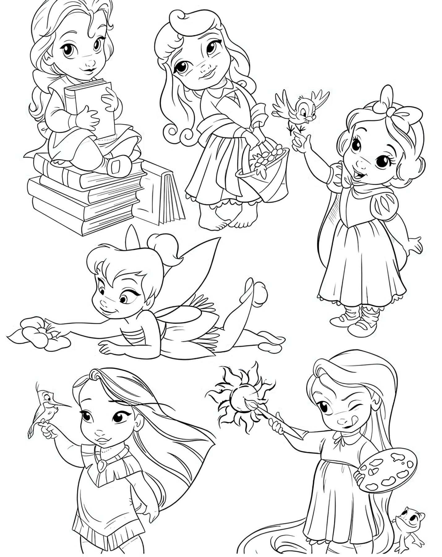 Princesas Disney Crianças Para Colorir Imprimir PDF