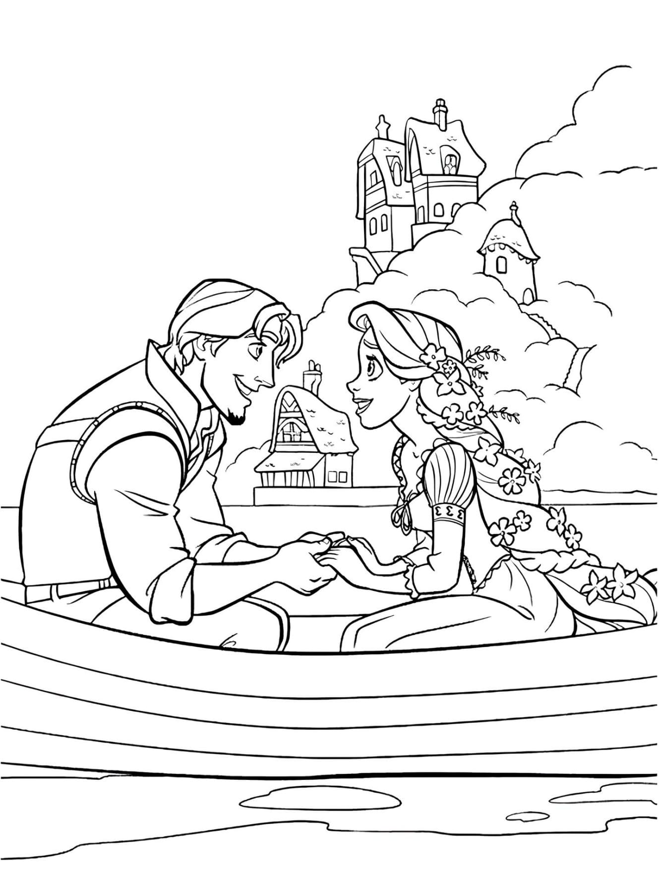 Rapunzel e José - Princesas Disney Para Colorir Imprimir PDF