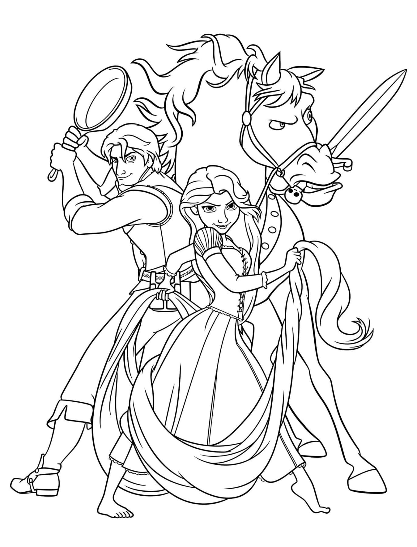 Rapunzel e José - Princesas Disney Para Colorir Imprimir PDF