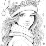Desenho Para Colorir de Natal Linda Menina - Imprimir PDF
