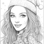 Desenho Para Colorir de Natal Linda Menina - Imprimir PDF