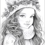 Desenho Para Colorir de Natal Linda Menina - Imprimir PDF