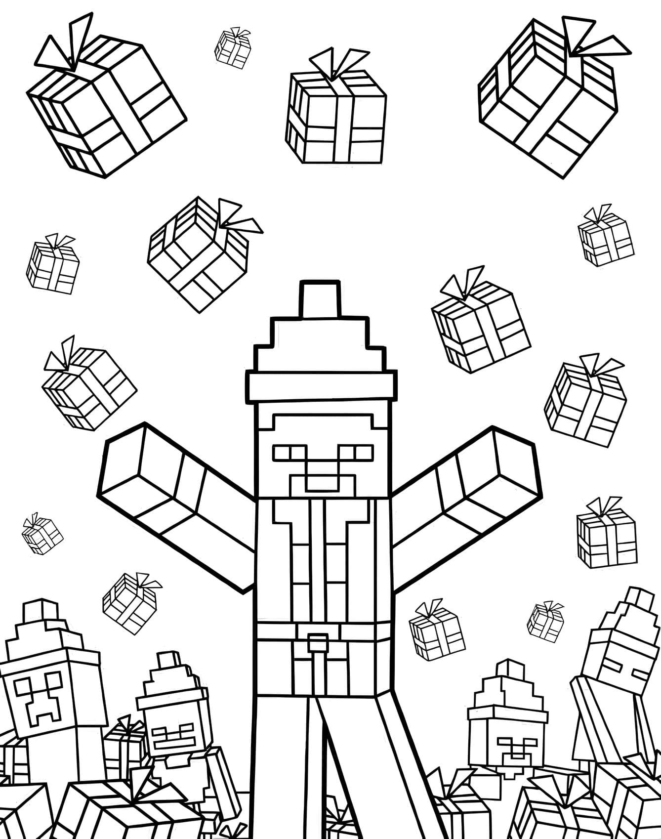 Minecraft Desenho de Natal Para Colorir Imprimir PDF