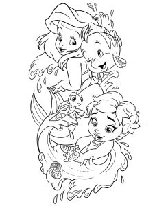 Ariel e Moana Princesas da Disney Para Colorir Imprimir PDF