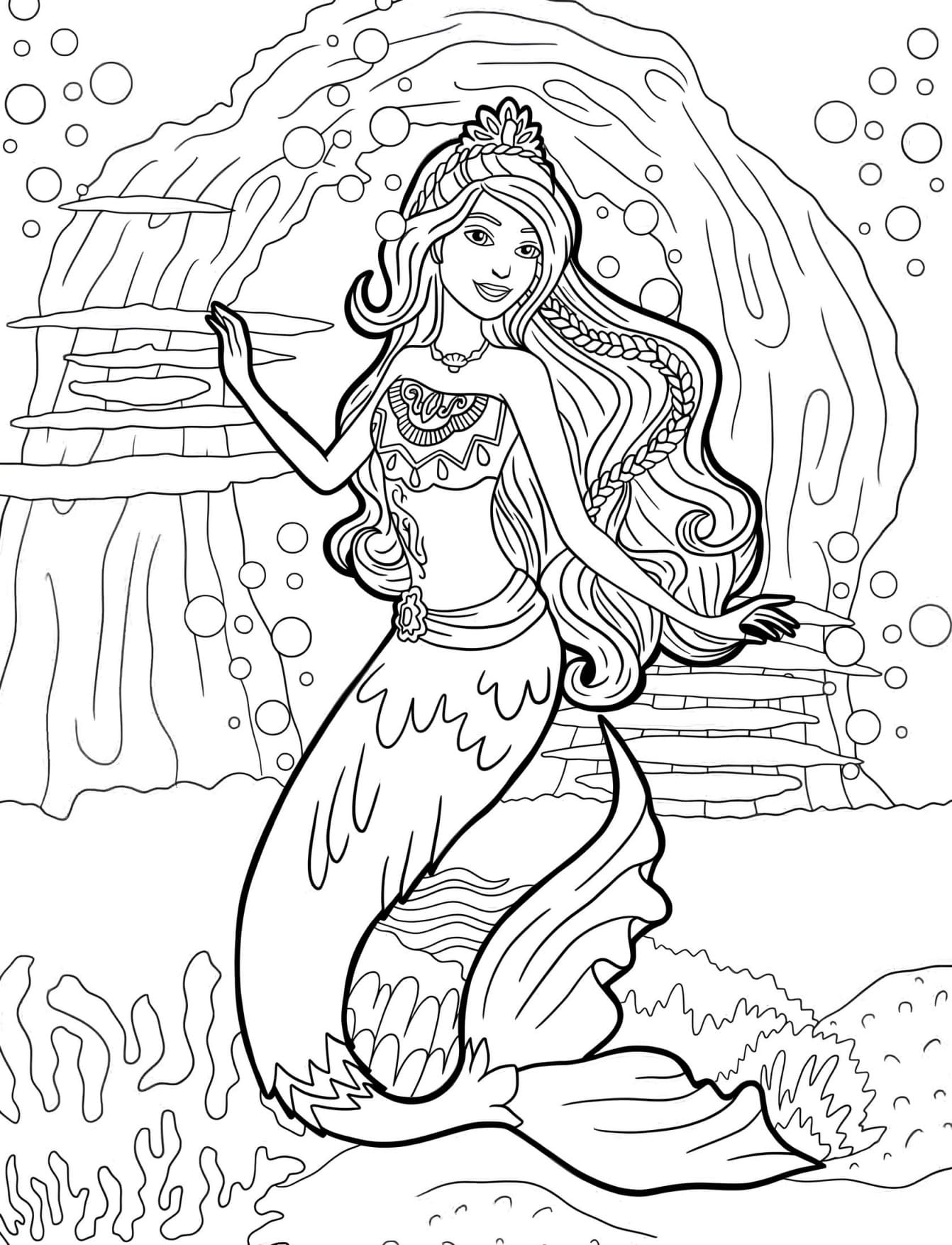 Desenho Barbie Sereia Para Colorir - Imprimir PDF