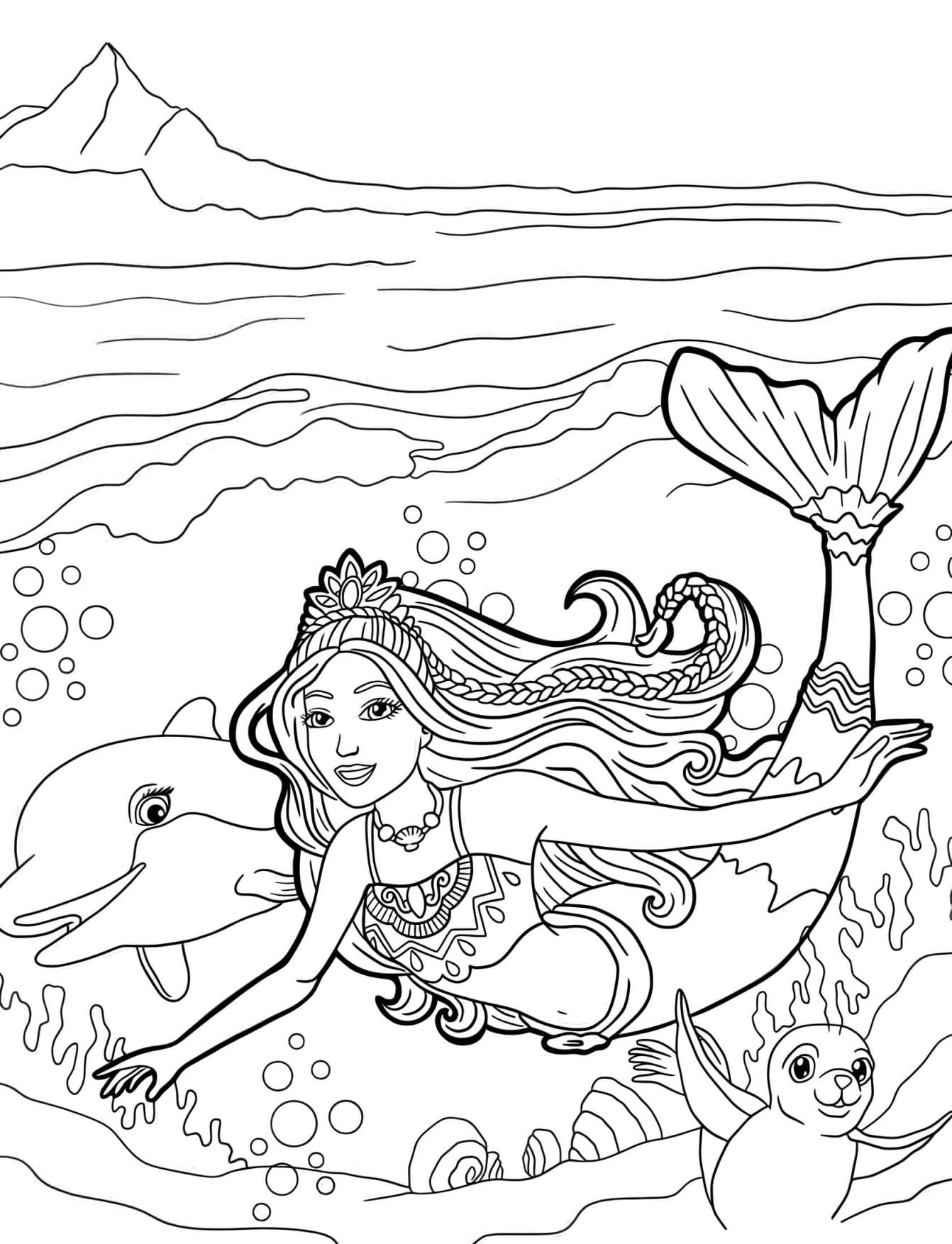 Desenho Barbie Sereia Para Colorir - Imprimir PDF