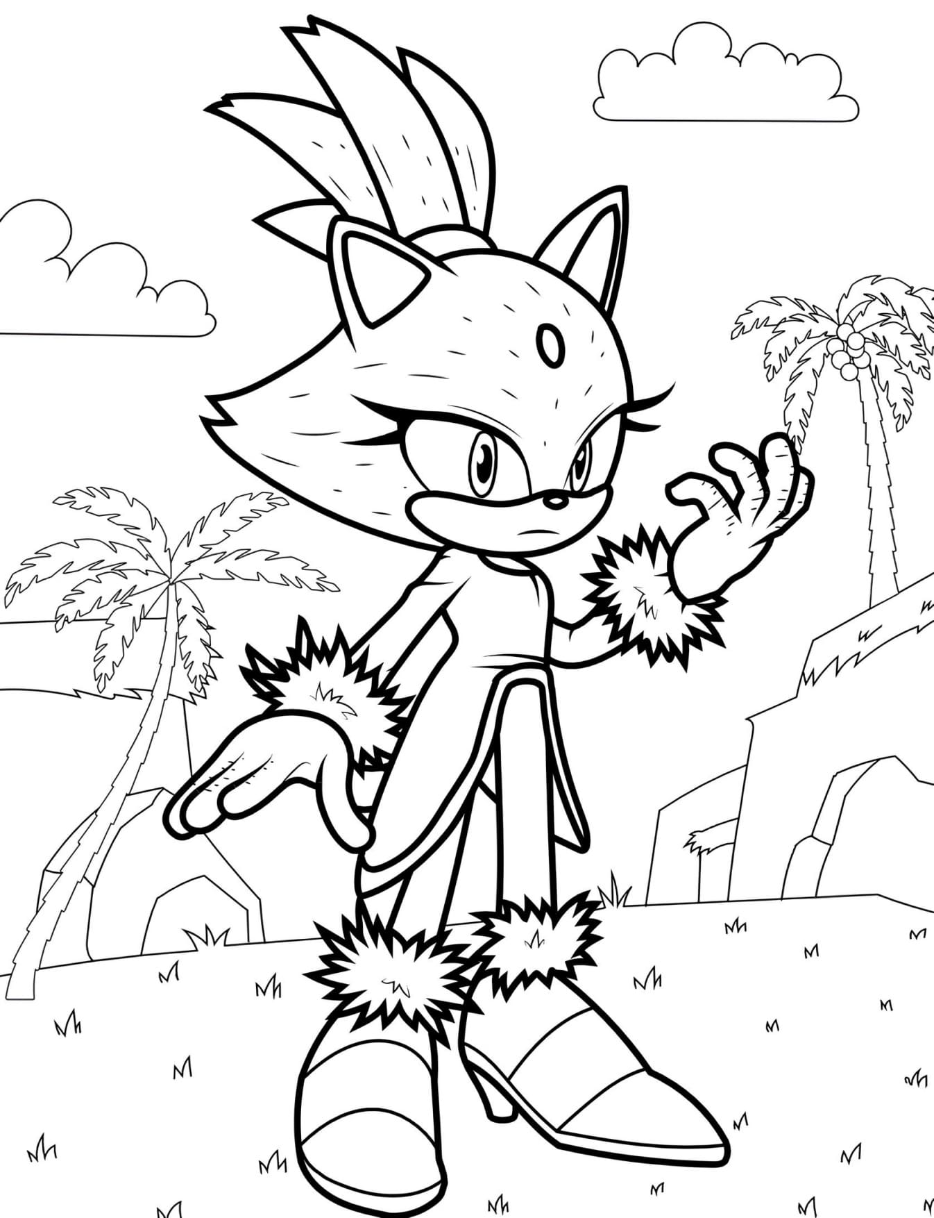 Blaze the Cat do Sonic Para Colorir – Imprimir PDF