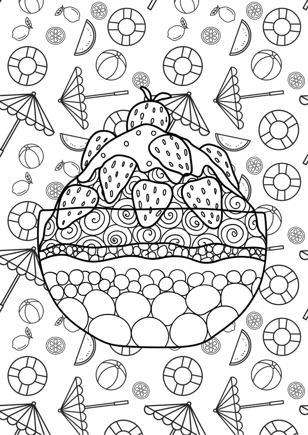 Desenhos Para Imprimir e Colorir PDF Kawaii Sorvete