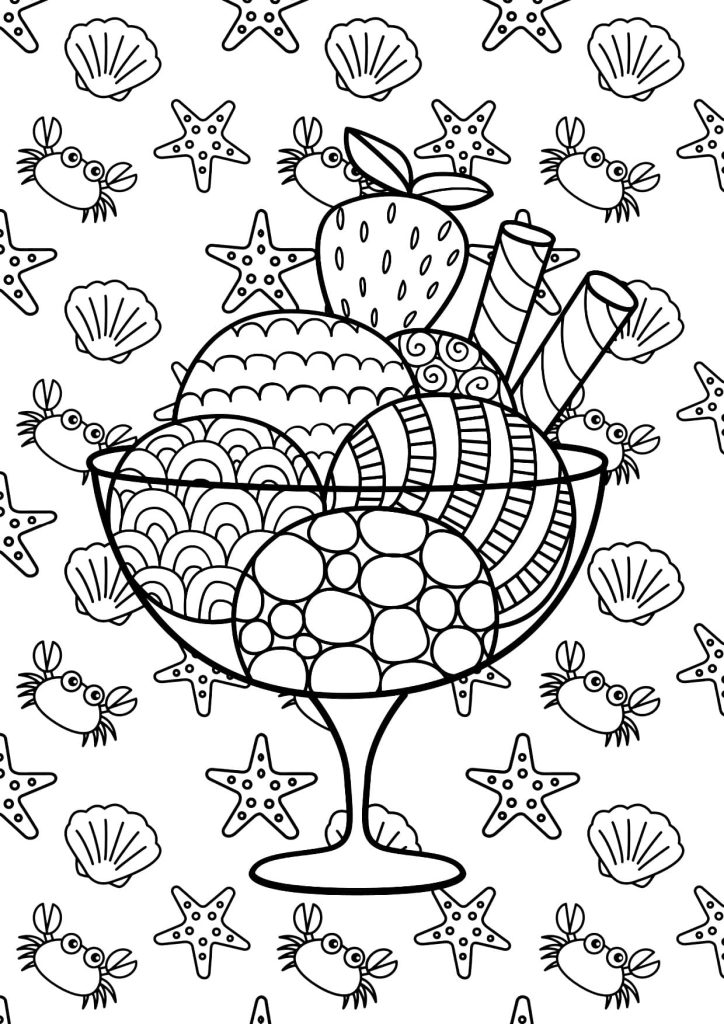 Desenhos Para Imprimir e Colorir PDF Kawaii Sorvete