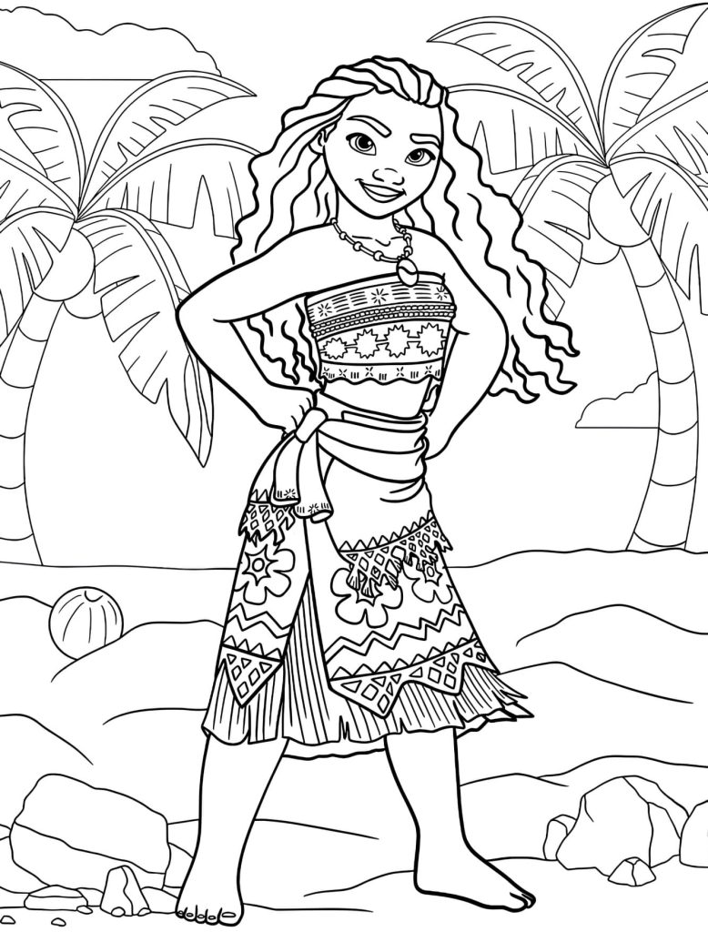Moana Princesa da Disney Para Colorir Imprimir PDF