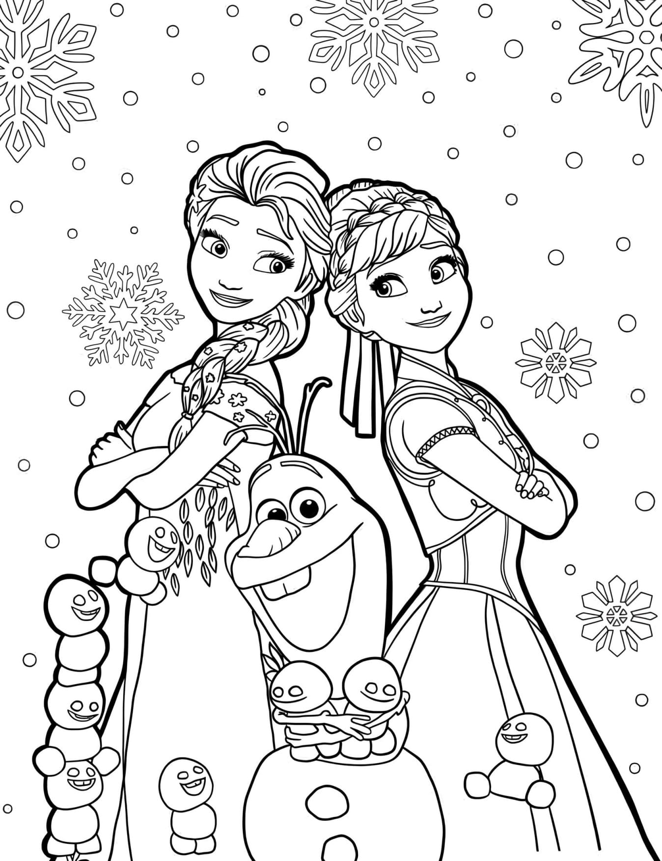 Elsa e Anna Princesas da Disney Para Colorir Imprimir PDF