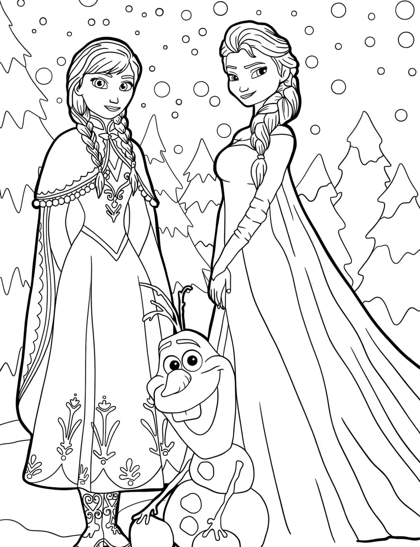 Elsa e Anna Princesas da Disney Para Colorir Imprimir PDF