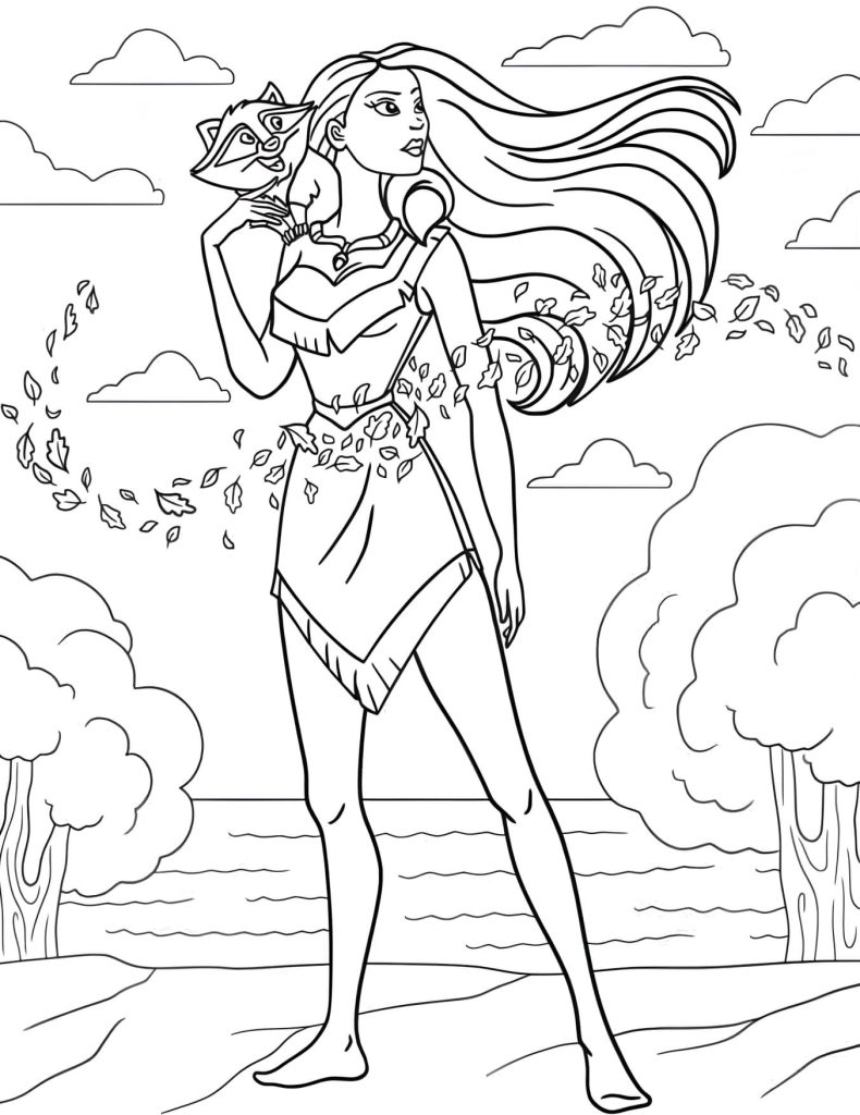 Pocahontas Princesa da Disney Para Colorir Imprimir PDF