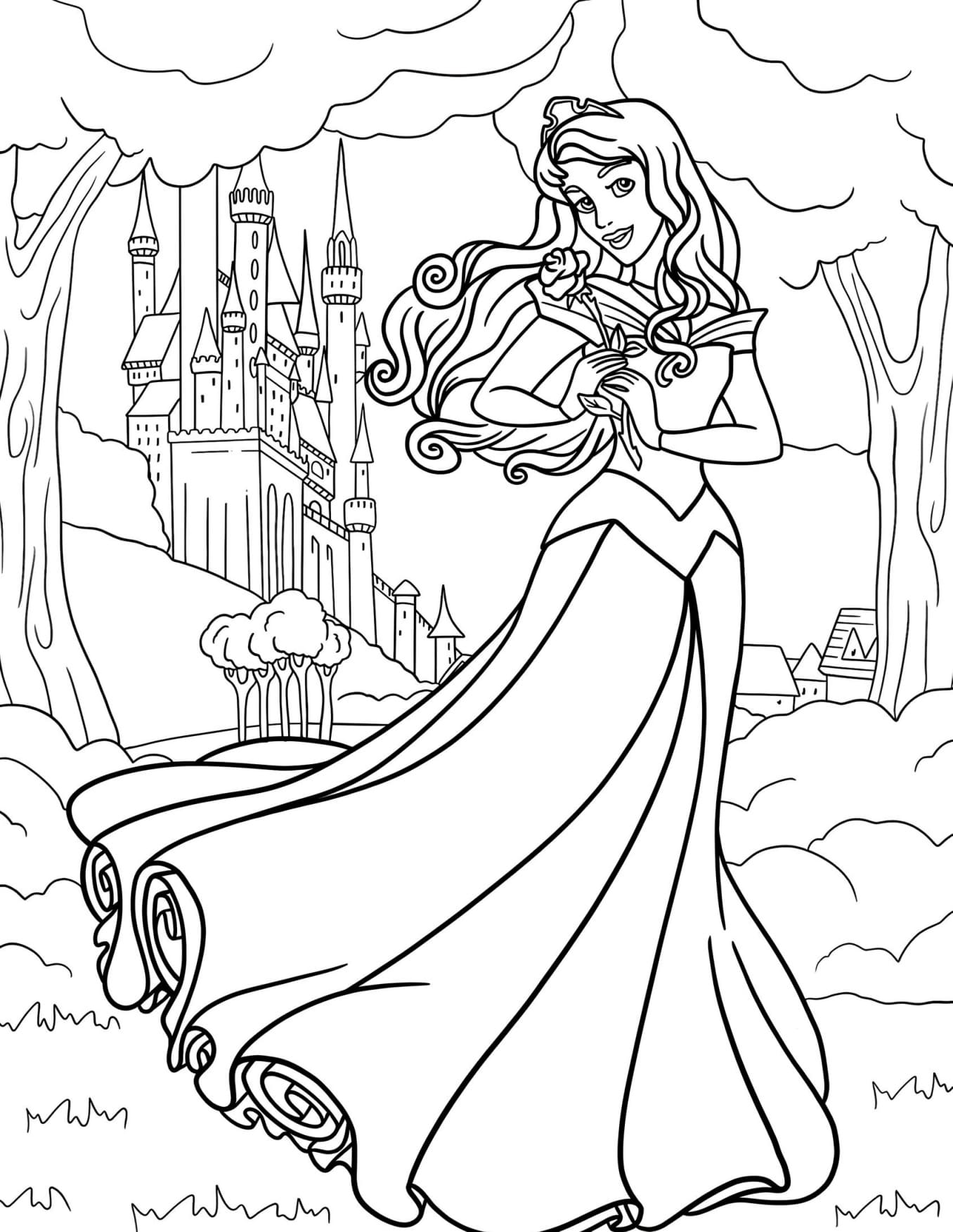 Bela Adormecida Princesa da Disney Para Colorir Imprimir PDF