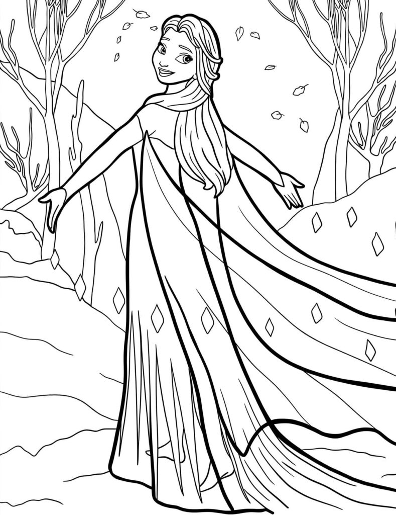 Elsa Princesa da Disney Para Colorir Imprimir PDF