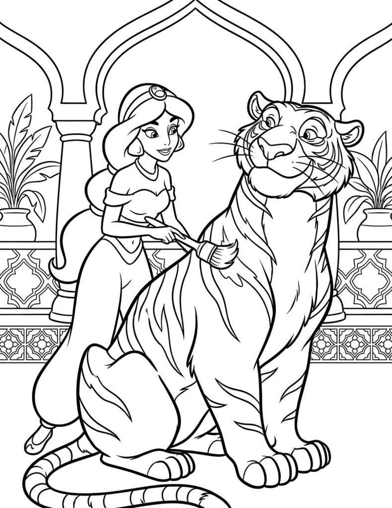 Jasmine Princesa da Disney Para Colorir Imprimir PDF