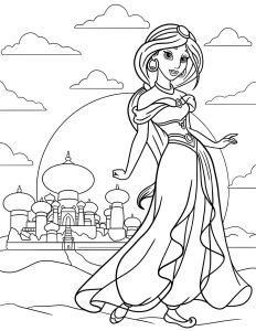 Jasmine Princesa da Disney Para Colorir Imprimir PDF