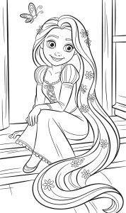Rapunzel Princesa da Disney Para Colorir Imprimir PDF