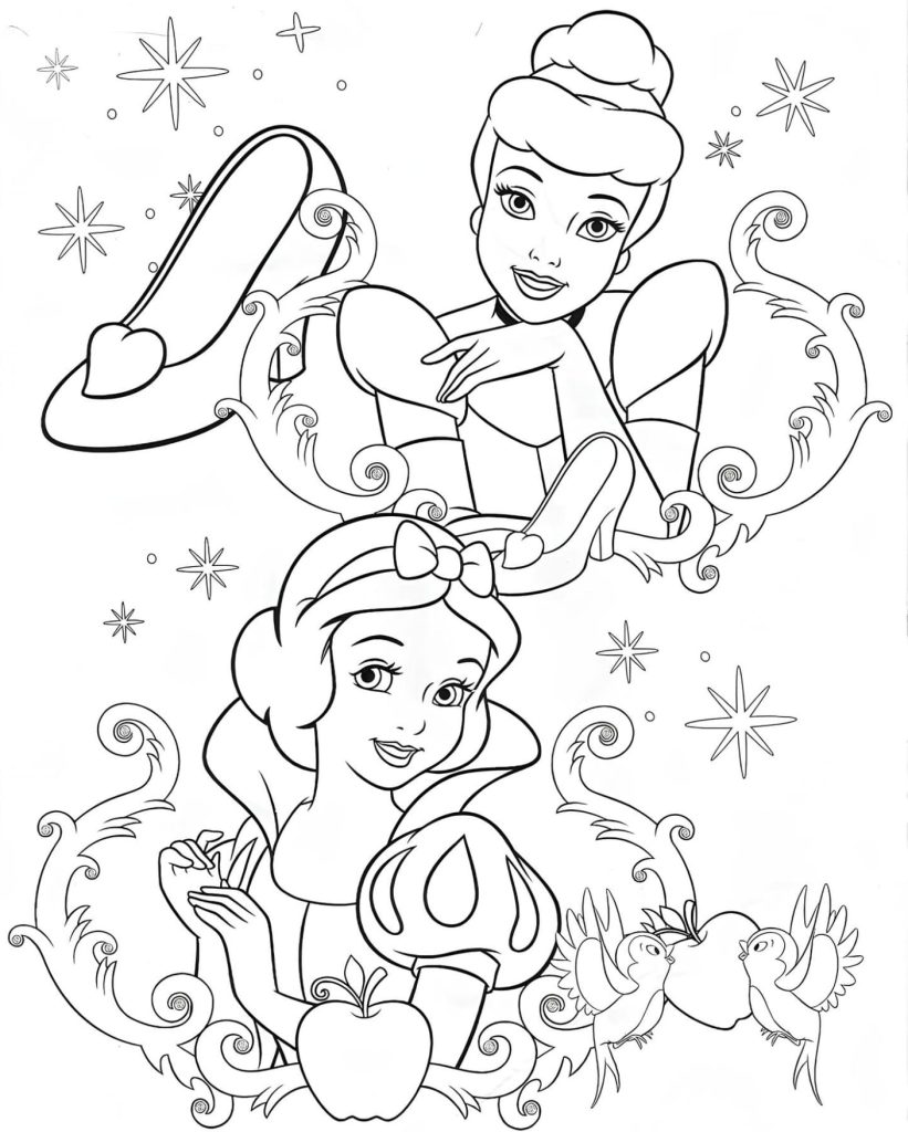 Cinderela e Branca de Neve Princesas da Disney Para Colorir