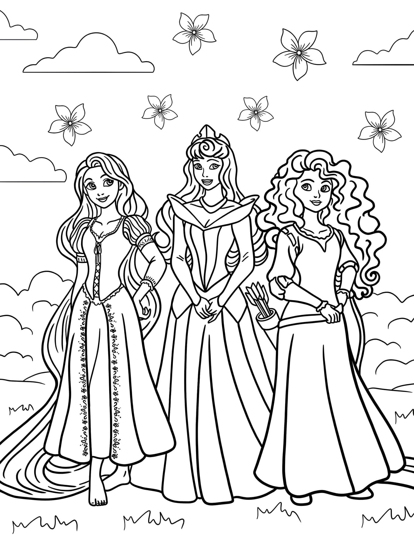Princesas da Disney Para Colorir Imprimir PDF