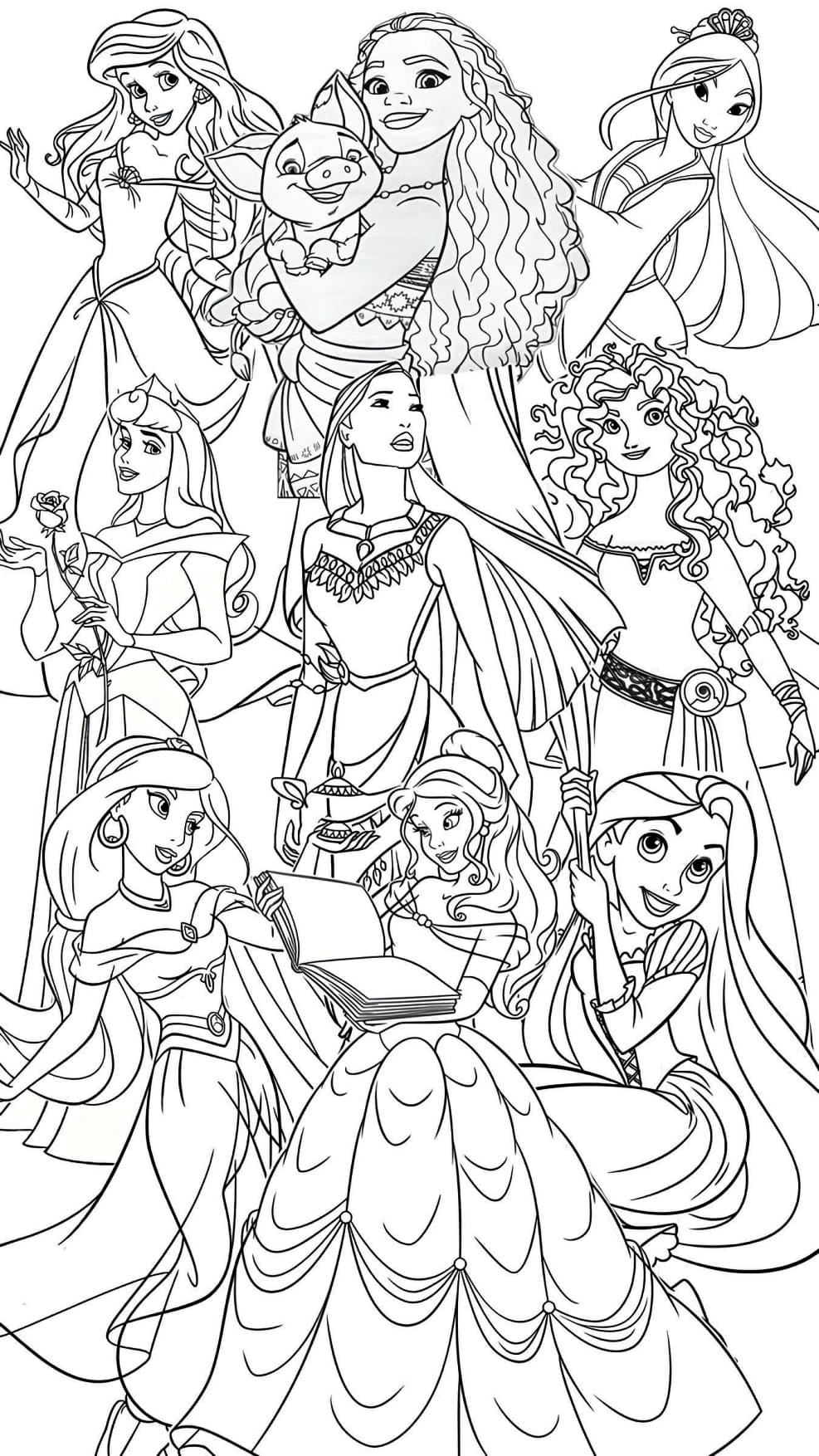 Desenhos Princesas da Disney Para Colorir e Pintar Imprimir PDF