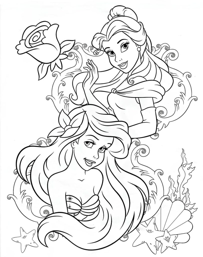 Sereia Ariel Princesas da Disney Para Colorir Imprimir PDF