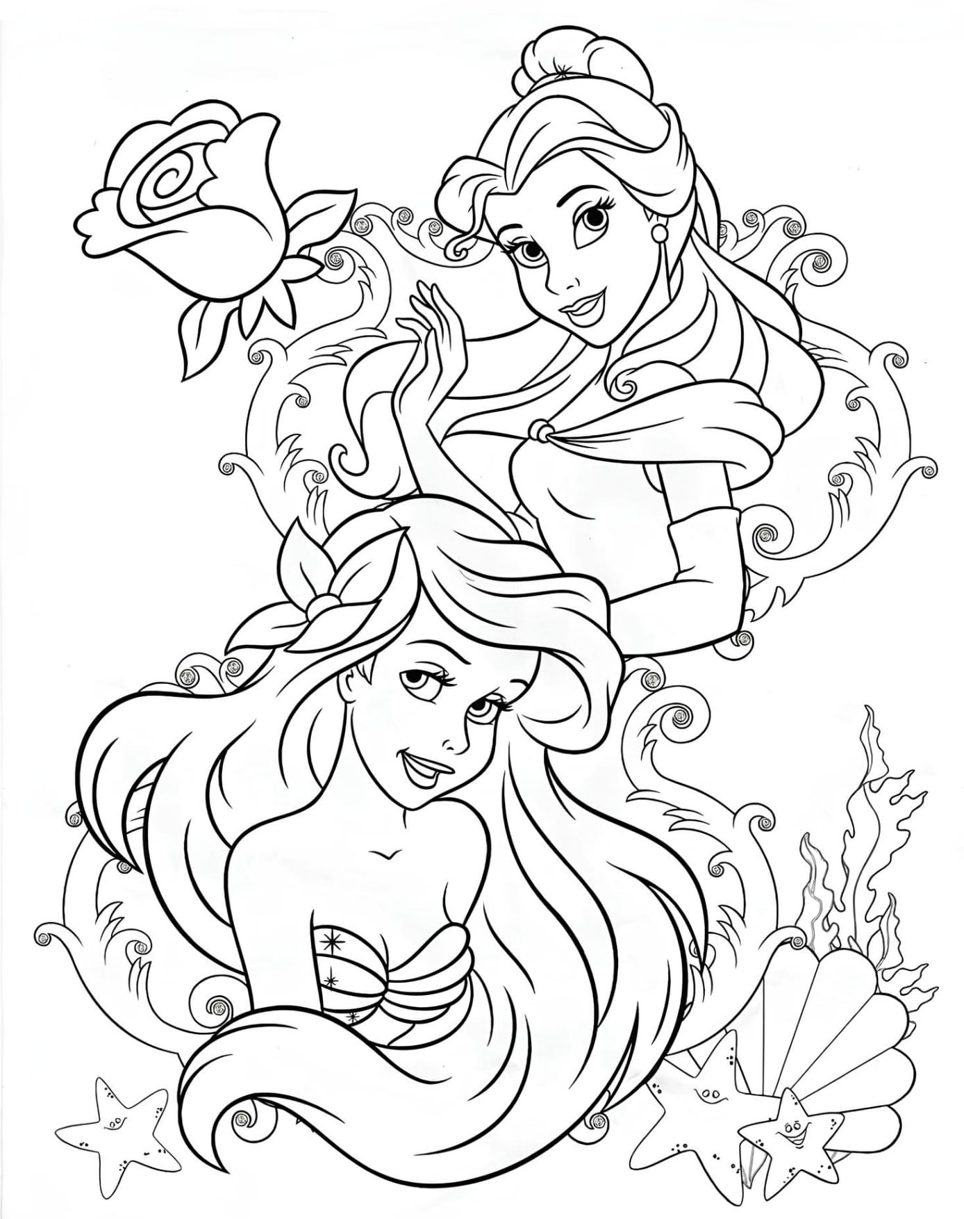Sereia Ariel Princesas da Disney Para Colorir Imprimir PDF