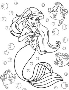 Ariel Princesa da Disney Para Colorir Imprimir PDF