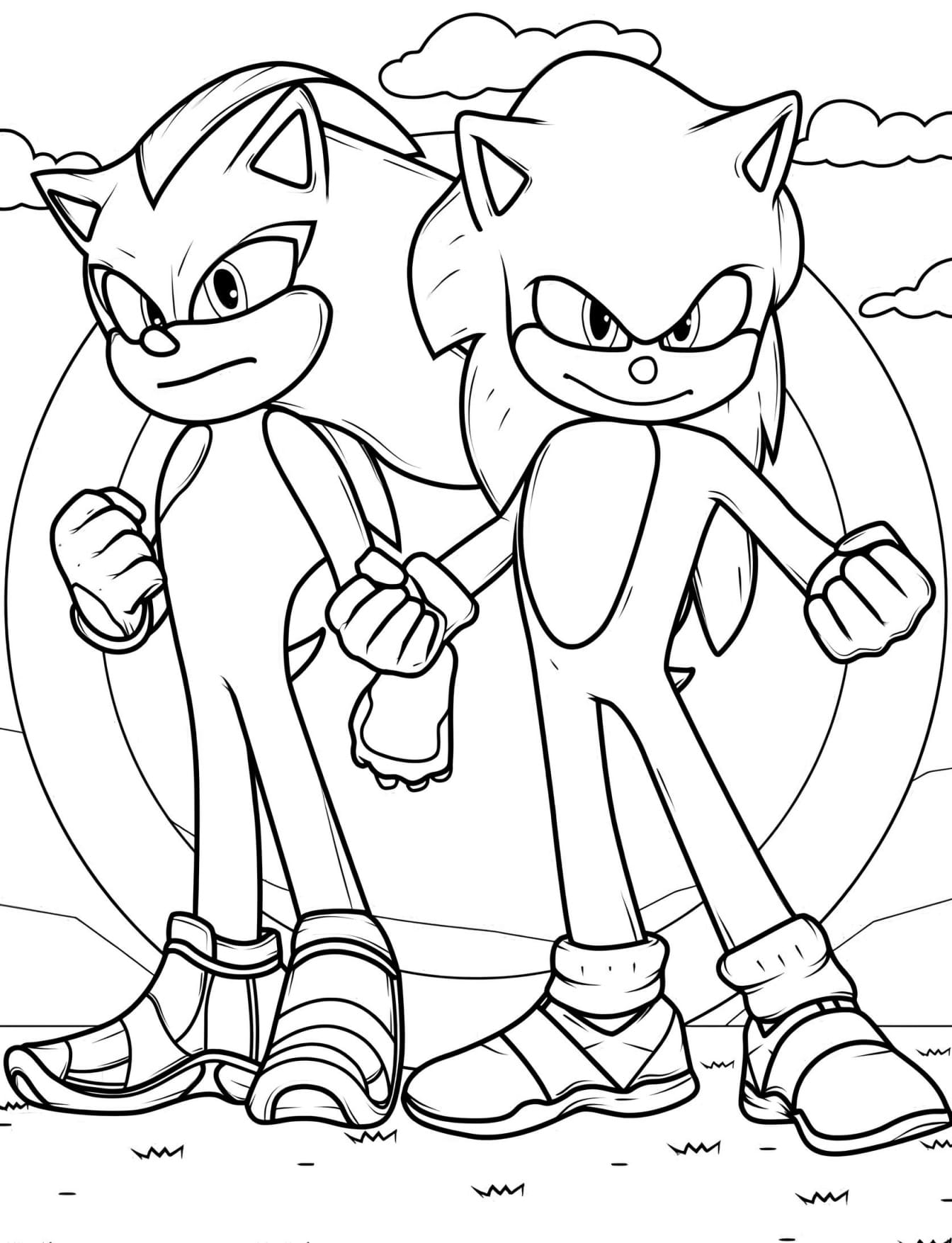 Knuckles e Sonic Para Colorir – Imprimir PDF