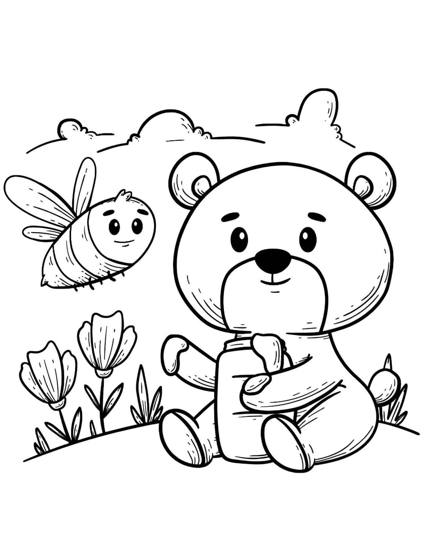 Urso Fofo Desenhos Para Imprimir e Colorir PDF