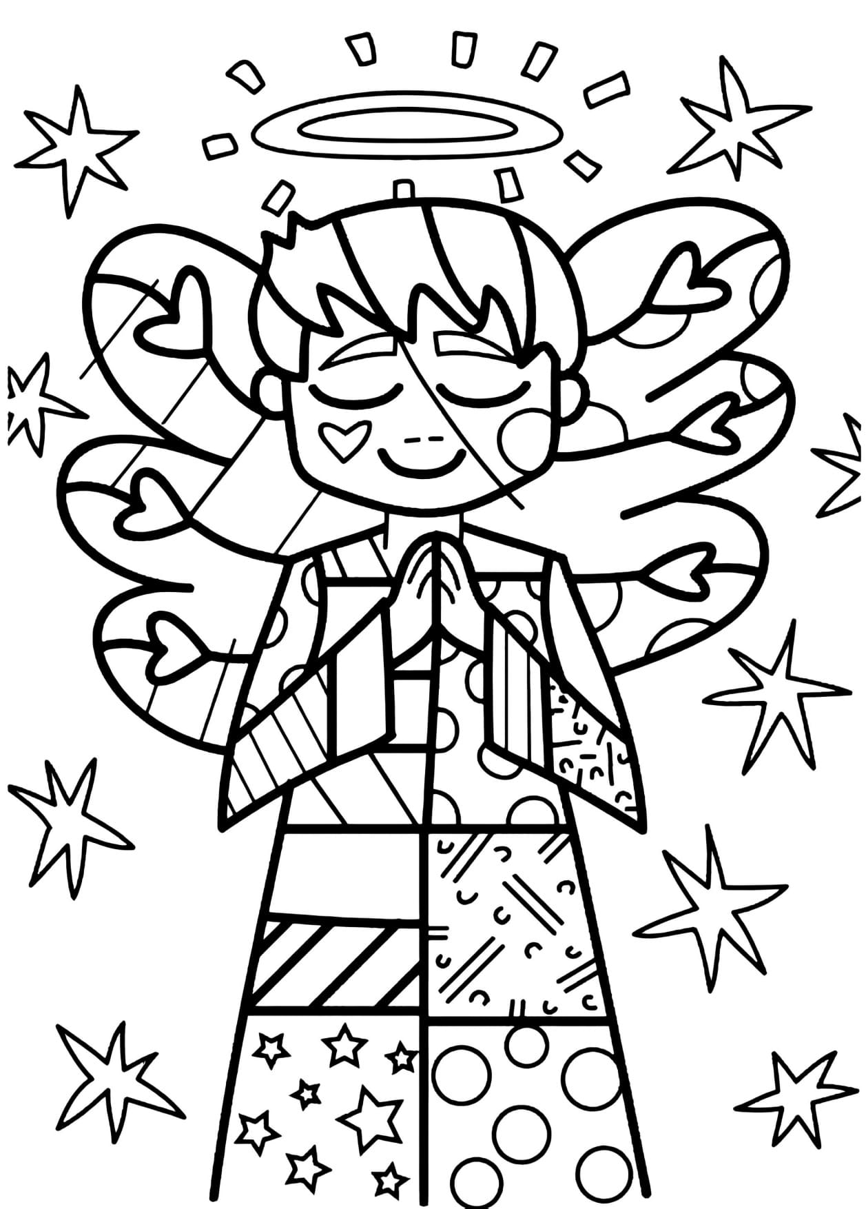 Anjo de Romero Britto Desenho Para Colorir e Pintar PDF
