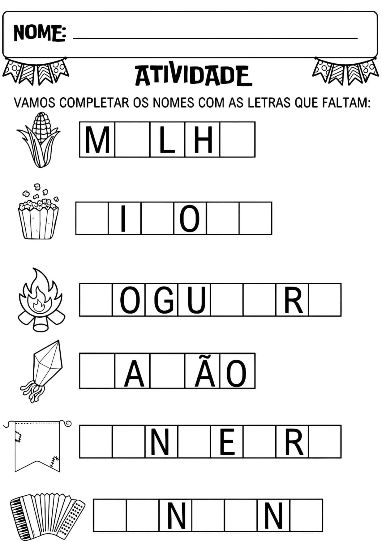 Atividade Escolar Festa Junina Para Imprimir PDF