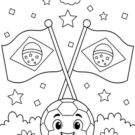 Futebol Bandeira do Brasil Para Colorir Imprimir PDF