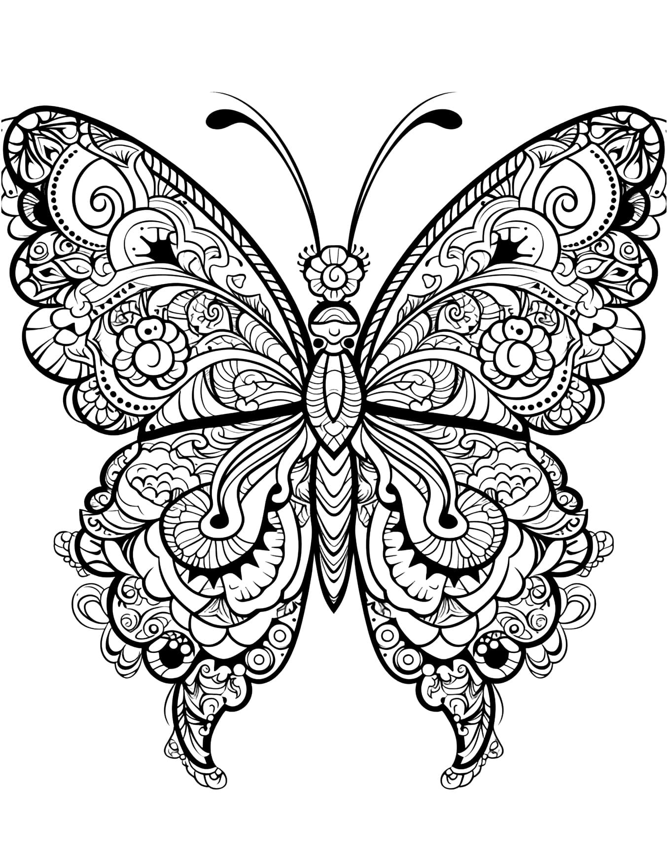 Desenho Borboleta Mandala Animal Para Colorir Imprimir PDF