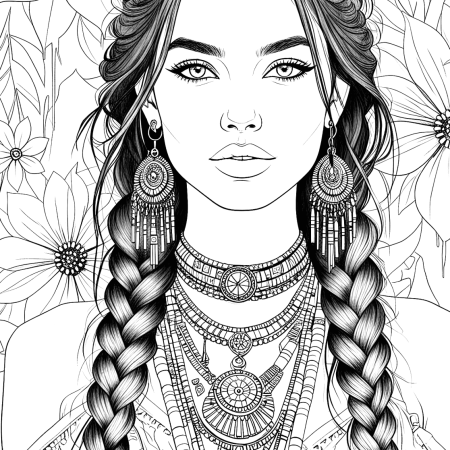 Desenho Linda Mulher Cigana Para Colorir Imprimir PDF