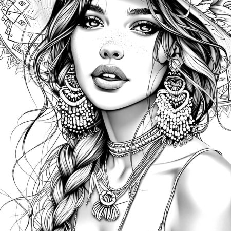Desenho Busto Linda Mulher Para Colorir Imprimir PDF