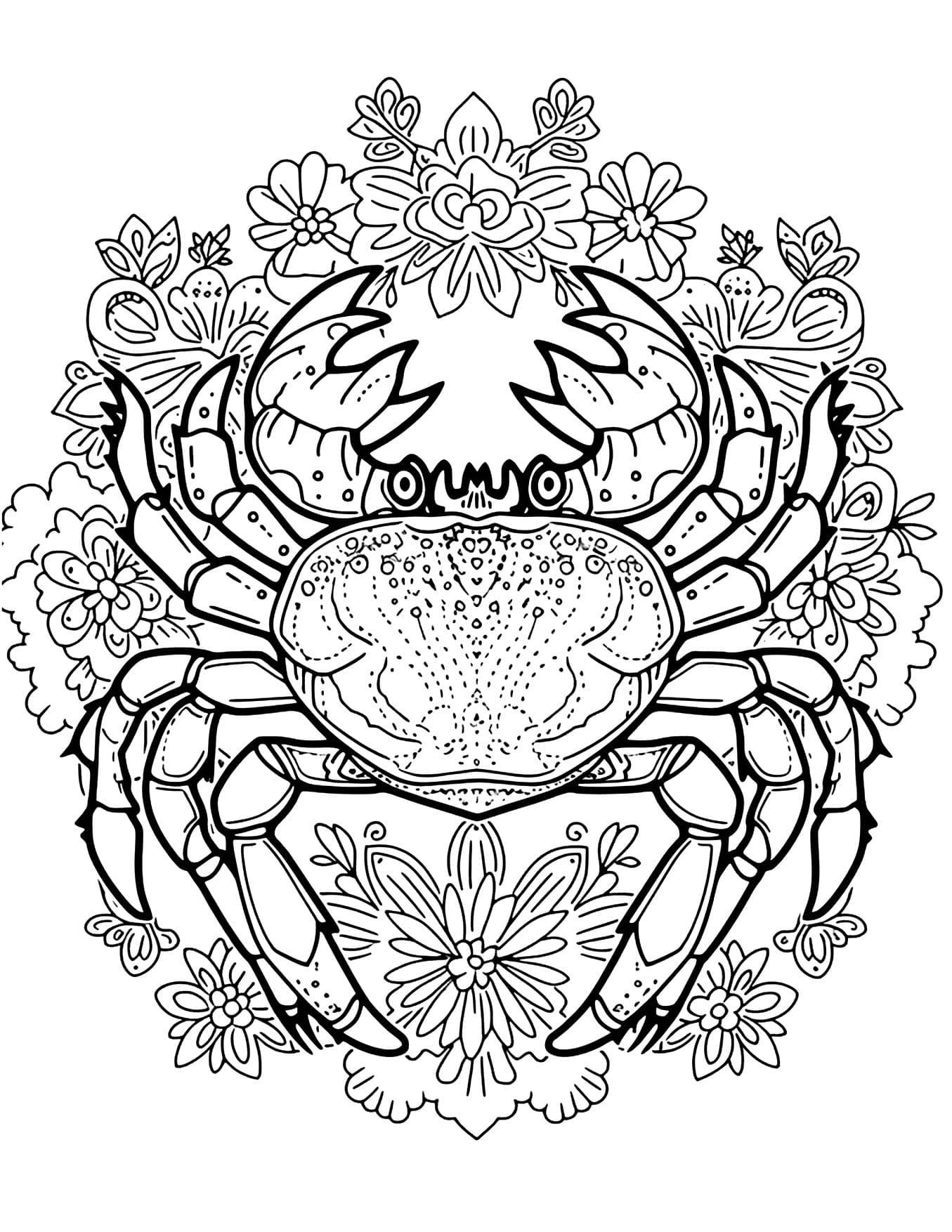 Desenho Caranguejo Mandala Animal Para Colorir Imprimir